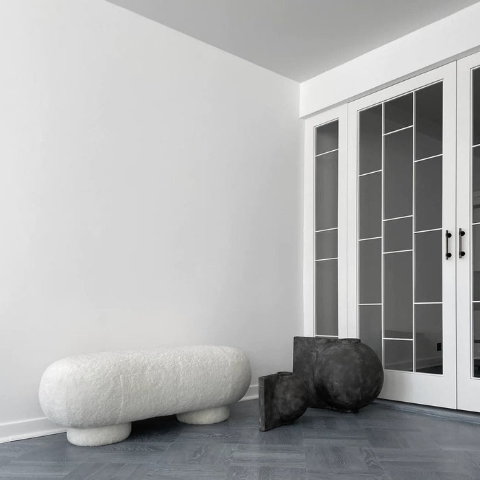 Banca Big Foot Alba din Blana de Oaie 120 cm 101 COPENHAGEN