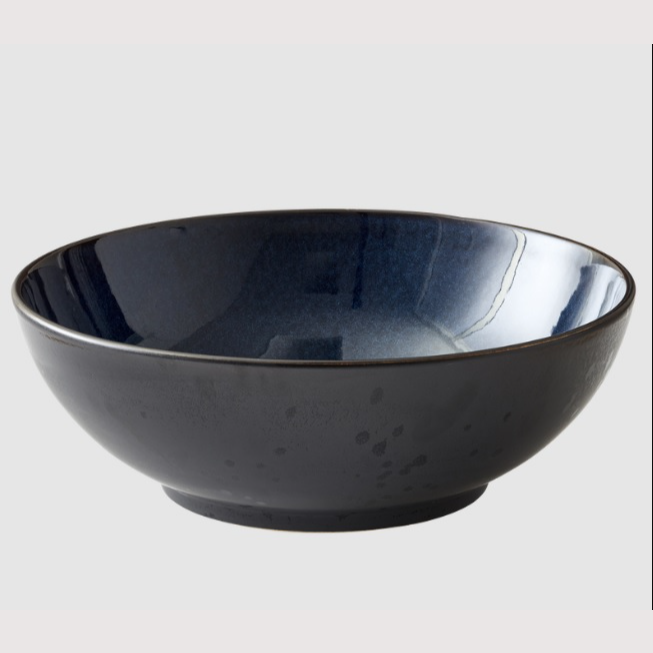 Bol de salată negru cu interior albastru 30cm