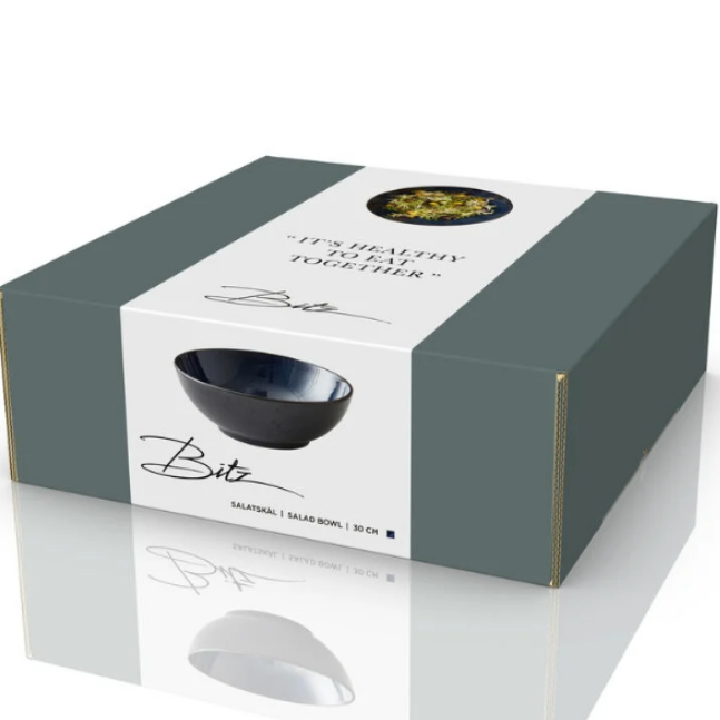 Bol de salată negru cu interior albastru 30cm