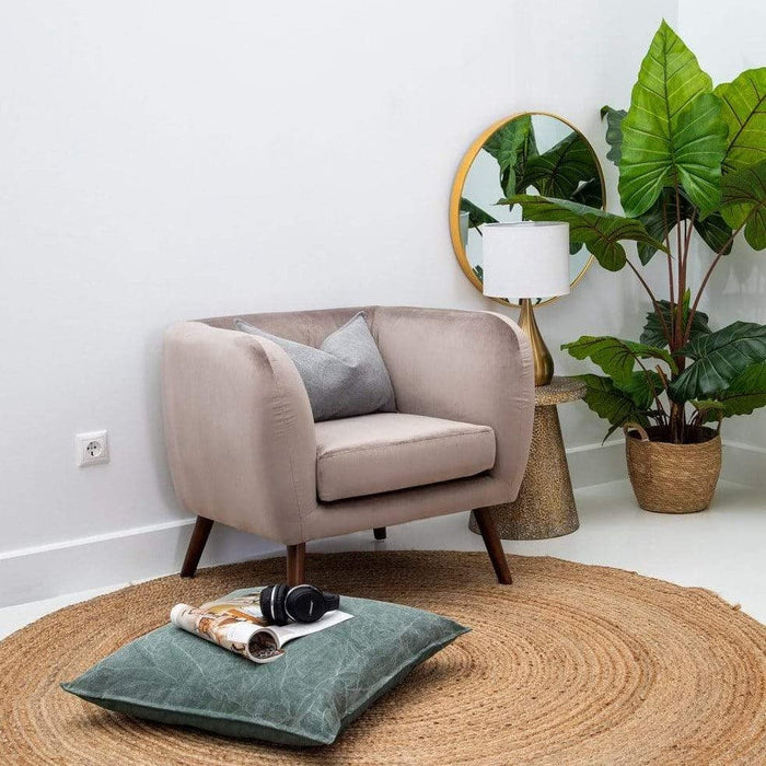 Fotoliu din Catifea Maro Deschis si Lemn IXIA