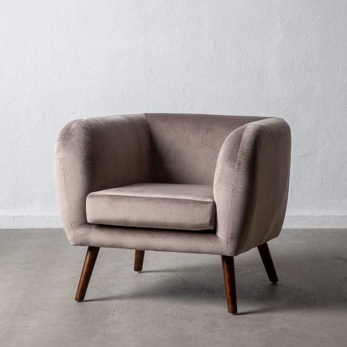 Fotoliu din Catifea Maro Deschis si Lemn IXIA