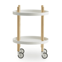 Carucior Block Alb Rotund cu Picioare din Lemn Dia 45cm NORMANN COPENHAGEN