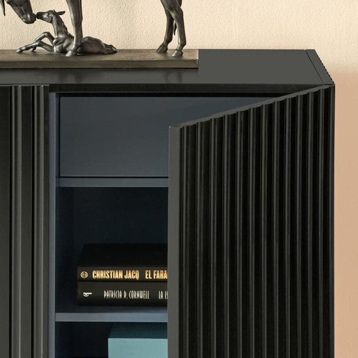 Comoda DORIC Neagra din MDF 200 cm TEULAT