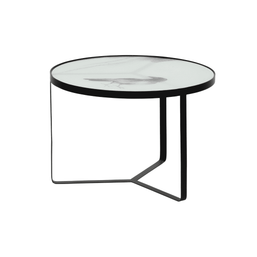 Masuta de Cafea FLY din Sticla Decorativa si Metal Negru 55cm WOOOD