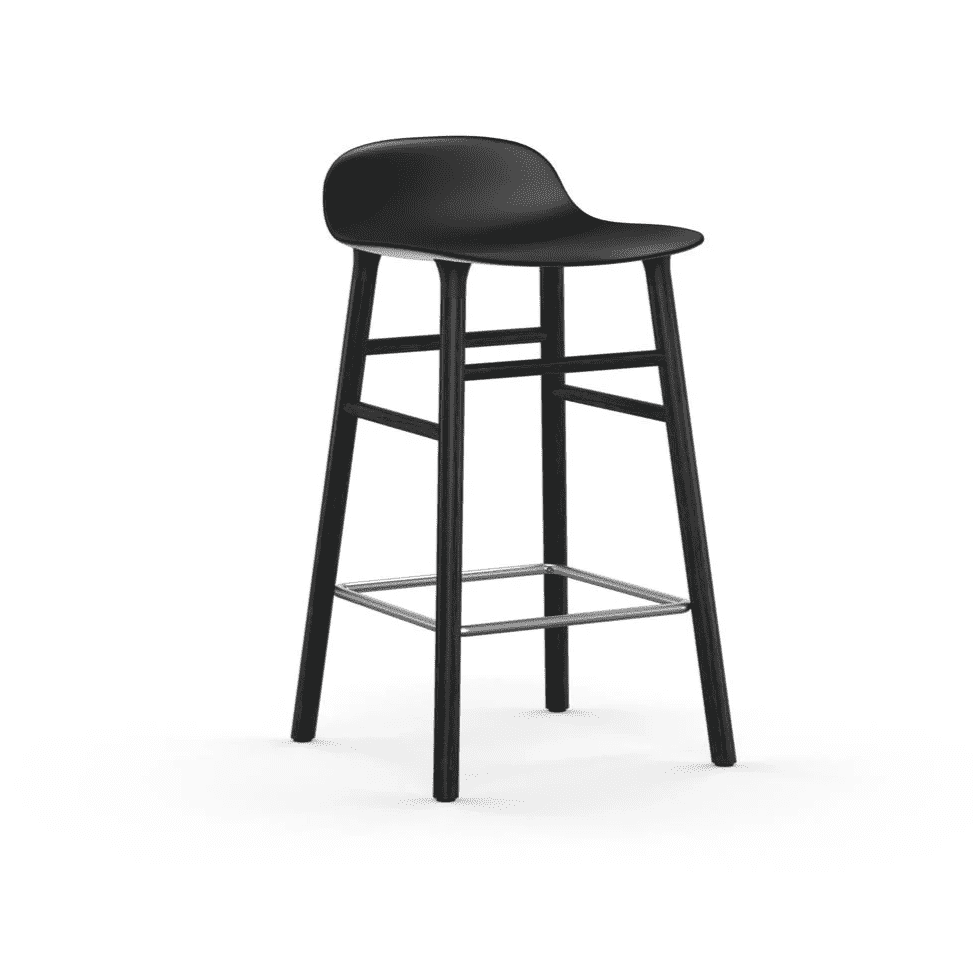 Scaun de Bar Form Negru cu Picioare din Lemn Negru NORMANN COPENHAGEN