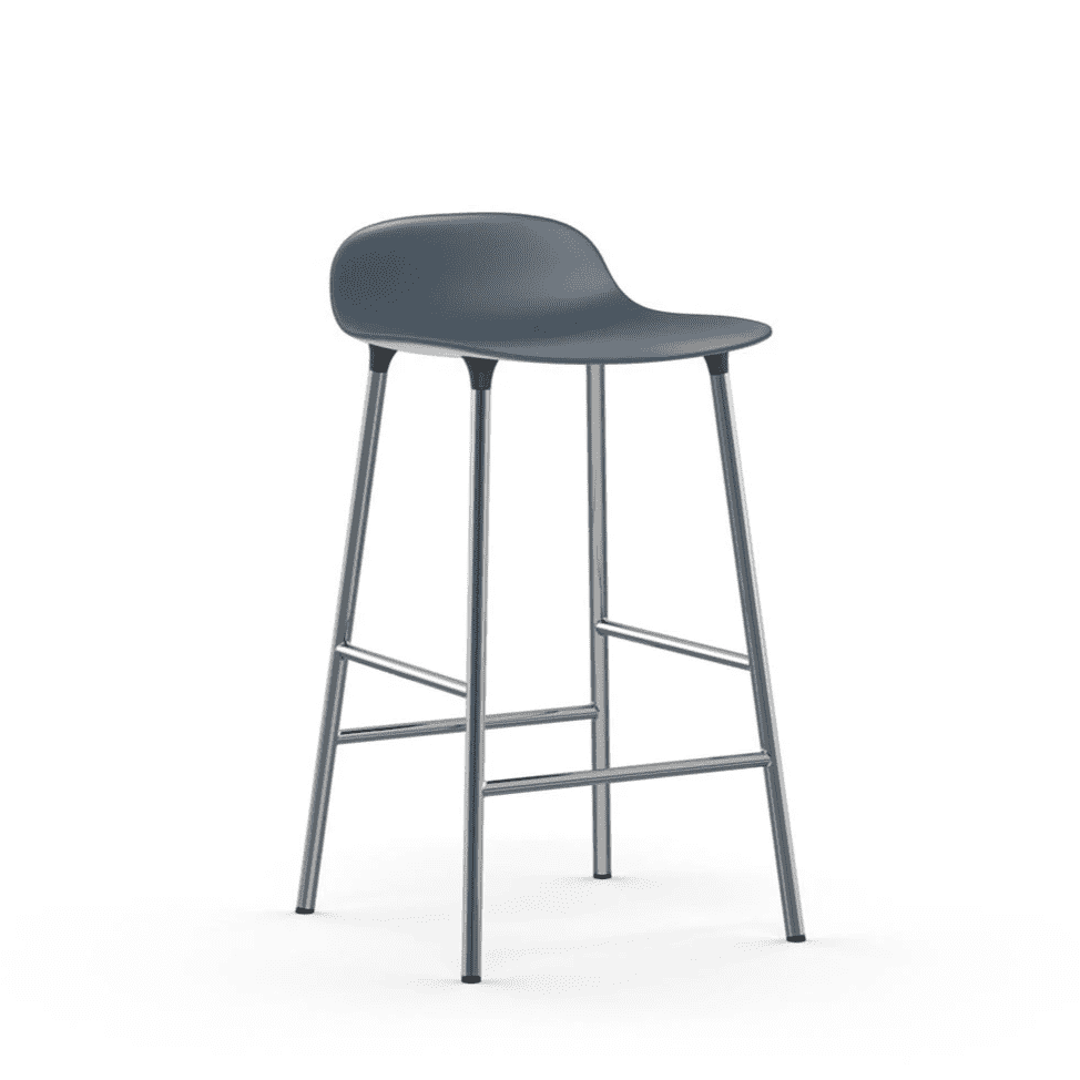 Scaun de Bar Form Albastru cu Picioare Metalice Argintii NORMANN COPENHAGEN
