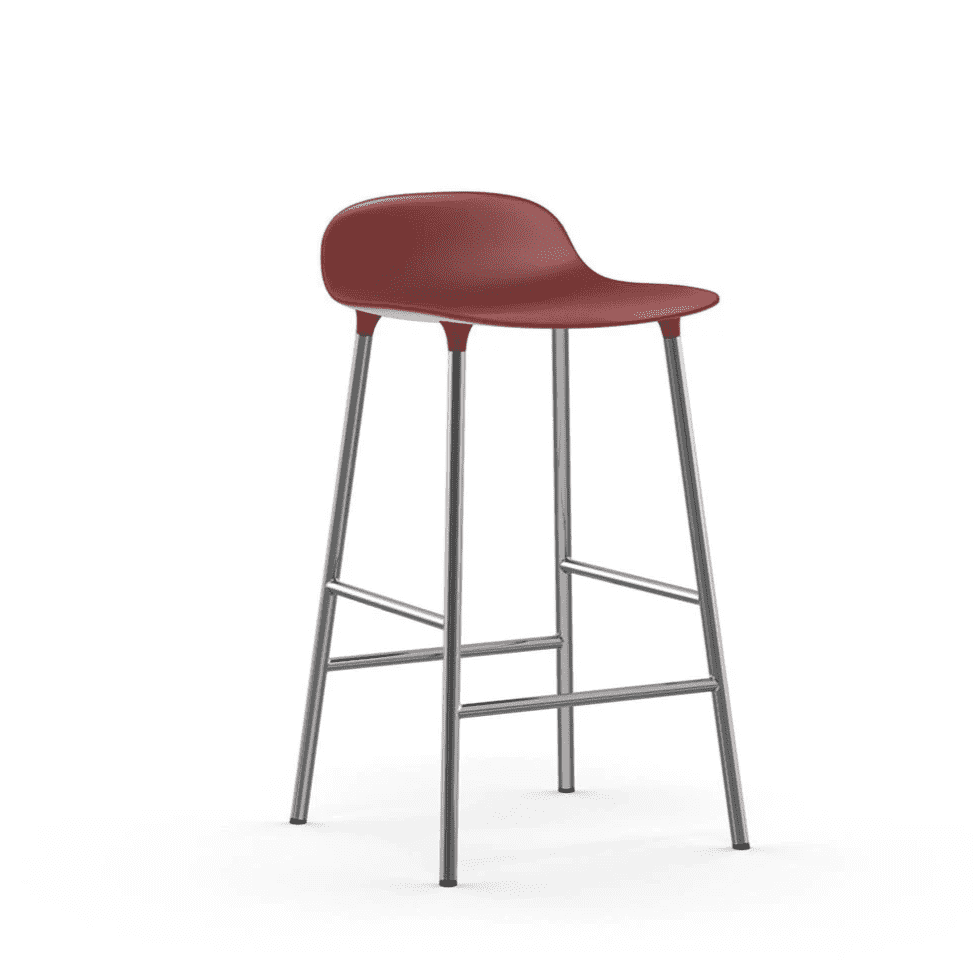 Scaun de Bar Form Rosu cu Picioare Metalice Argintii NORMANN COPENHAGEN