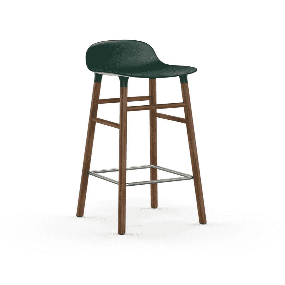 Scaun de Bar Form Verde cu Picioare din Nuc NORMANN COPENHAGEN