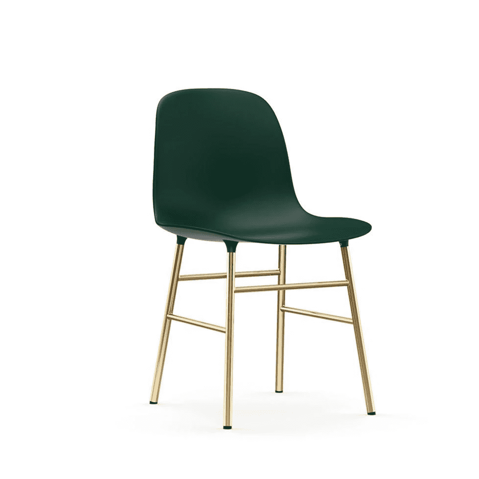 Scaun Form Verde din Plastic cu Picioare din Metal Auriu NORMANN COPENHAGEN