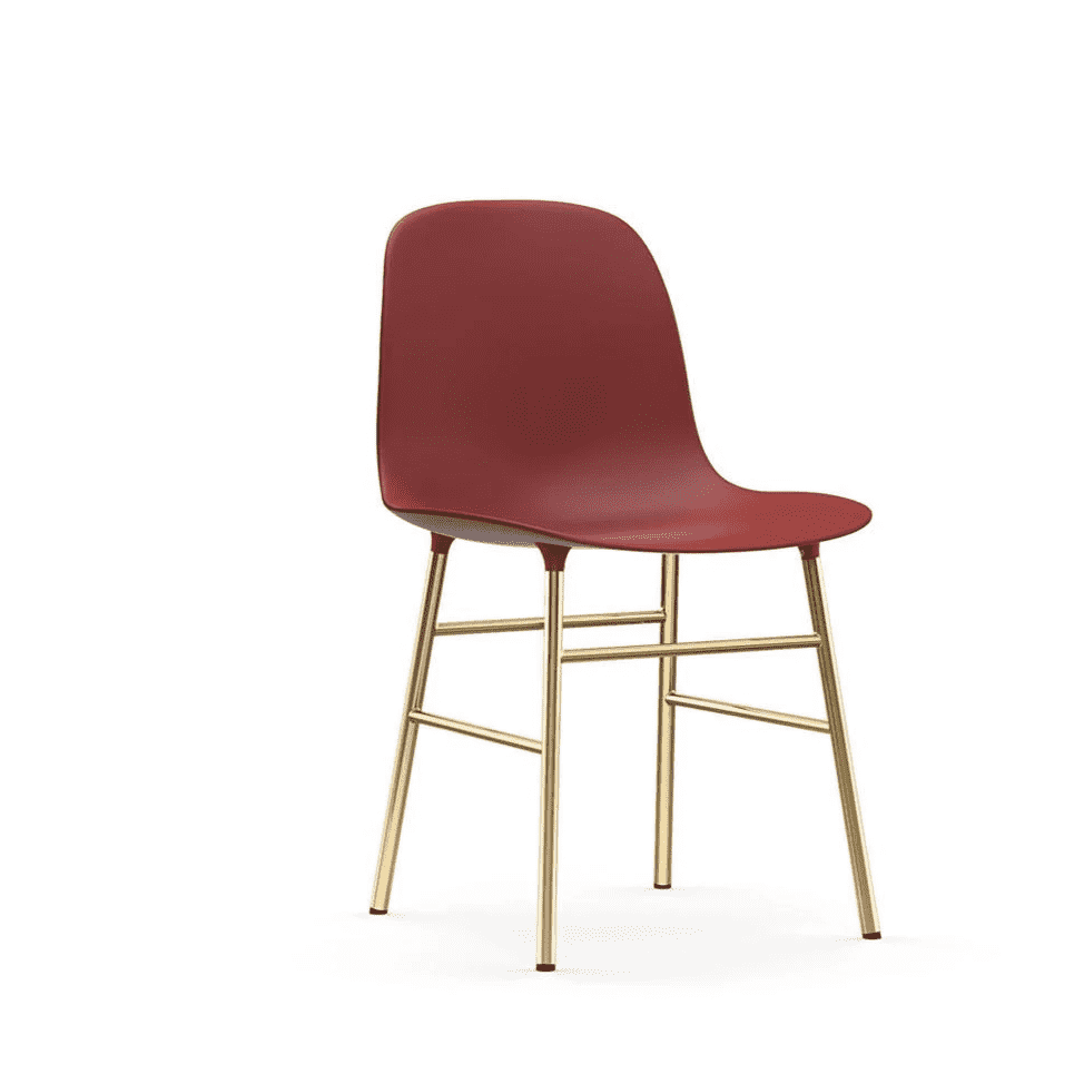 Scaun Form Rosu din Plastic cu Picioare din Metal Auriu NORMANN COPENHAGEN