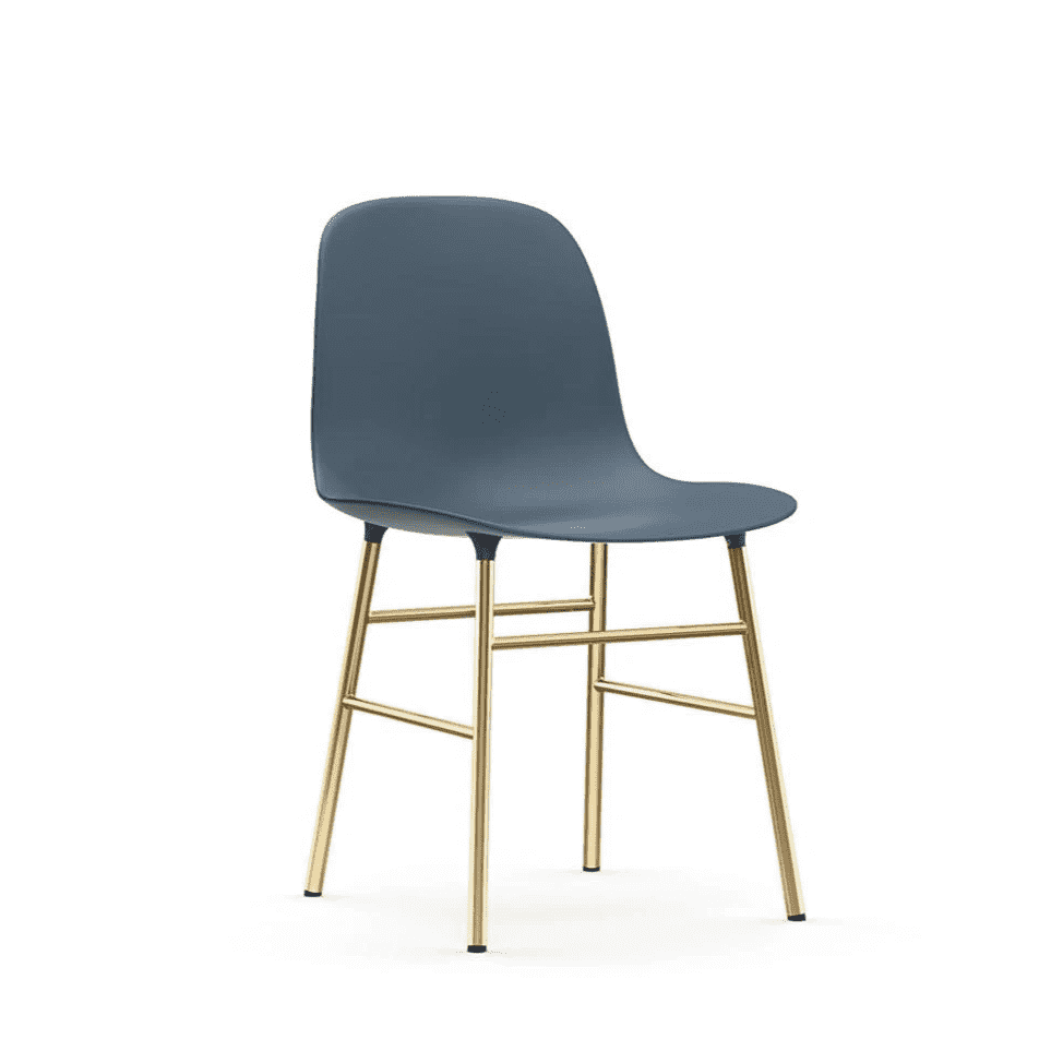 Scaun Form Albastru din Plastic cu Picioare din Metal Auriu NORMANN COPENHAGEN