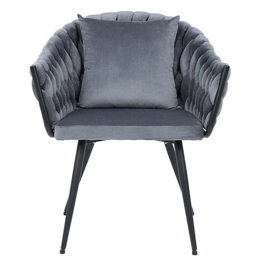 Scaun Nuvo din Catifea Gri si Cadru Metalic Negru SIGNAL