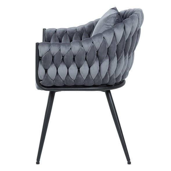 Scaun Nuvo din Catifea Gri si Cadru Metalic Negru SIGNAL