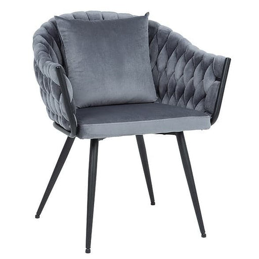 Scaun Nuvo din Catifea Gri si Cadru Metalic Negru SIGNAL