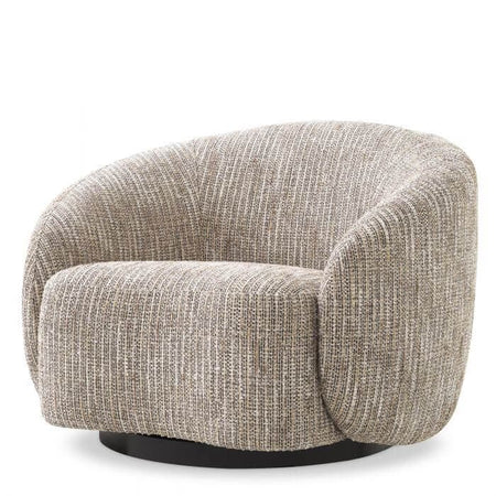 Fotoliu Rotativ Amore Bej din Textil cu Baza Neagra Eichholtz