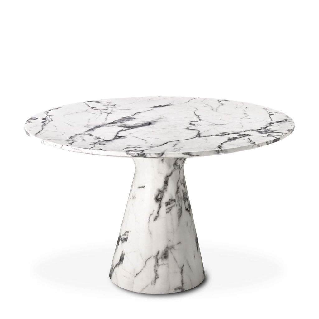 Masa de Dining Rotunda Turner Alba cu Blat din Marmura 119.5 cm Eichholtz