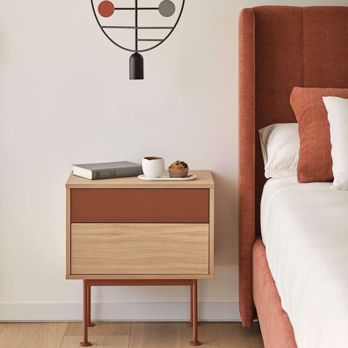 Noptiera YOKO Portocalie din Stejar 52 cm TEULAT