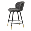 Scaun de Bar Volante Gri din Textil si Picioare Negre h 65 cm Eichholtz