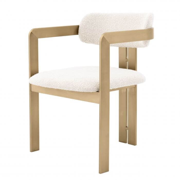 Scaun de Dining Donato Crem din Textil Buclat Eichholtz