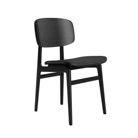 Scaun de Dining NY11 Negru din Lemn cu Sezut de Piele Dunes Anthracite NORR11