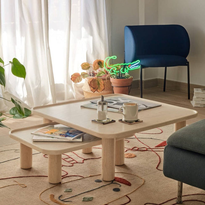 Set 2 Masute de Cafea NEST din Lemn Natur TEULAT