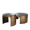 Set 2 Masute de Cafea Rotunde Piemonte cu Blat Negru de Sticla Eichholtz