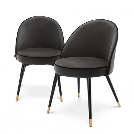 Set 2 Scaune de Dining Cooper Negre din Textil Eichholtz