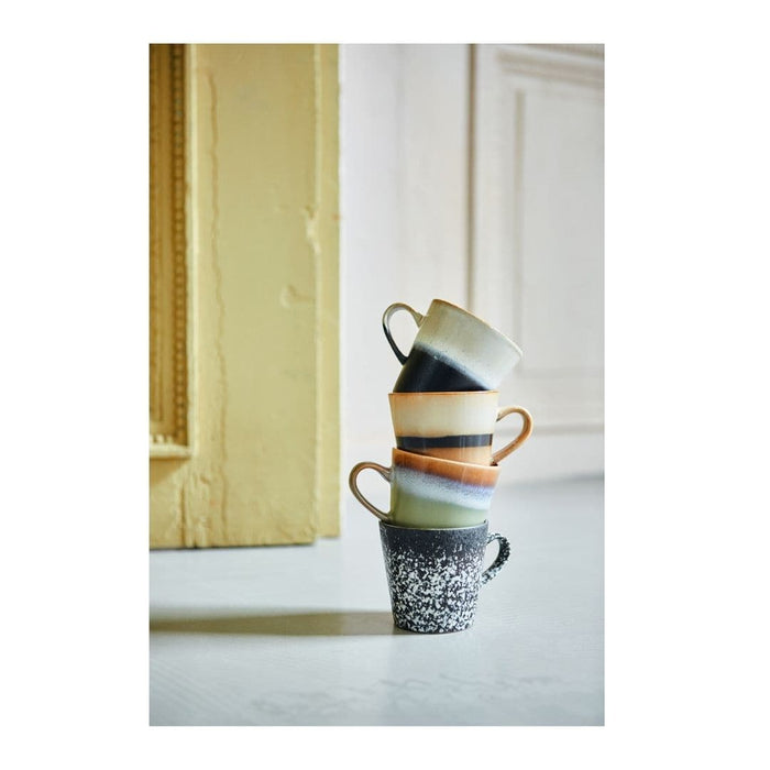 Cana Americano 70S Negru cu Alb din Ceramica HK LIVING