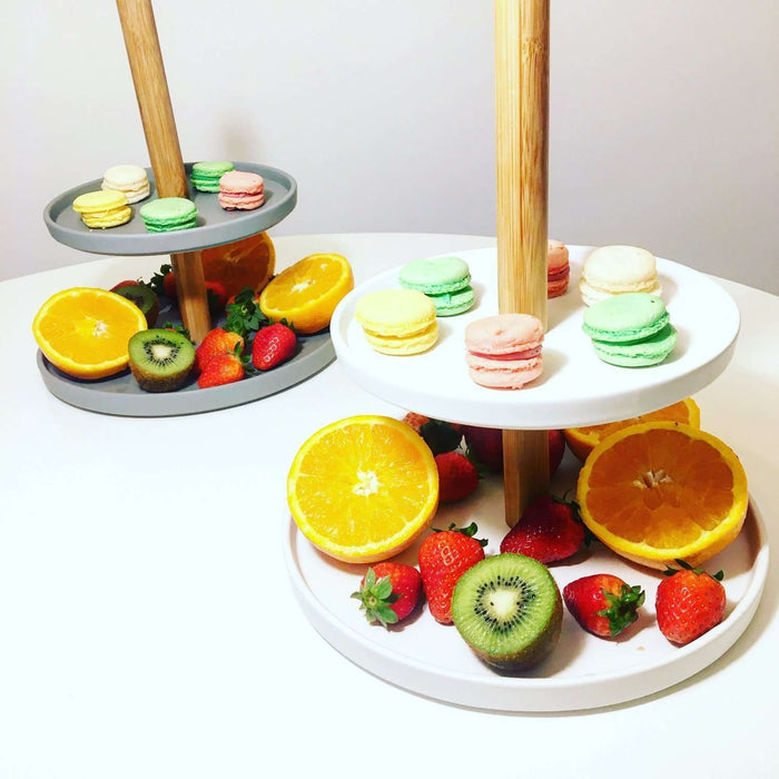 Etajera de Servit din Portelan si Lemn HUBSCH