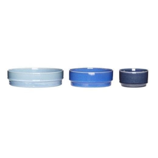 Set 3 Boluri din Ceramica Albastra HUBSCH