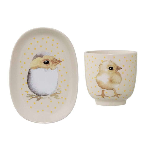 Set Farfurie si Pahar din Ceramica Pentru Paste Bloomingville