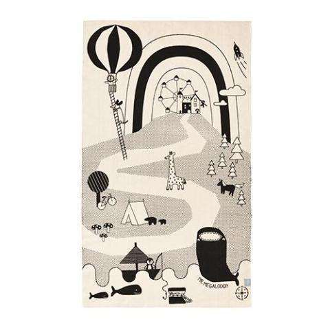 Covor ADVENTURE Alb-Negru OYOY