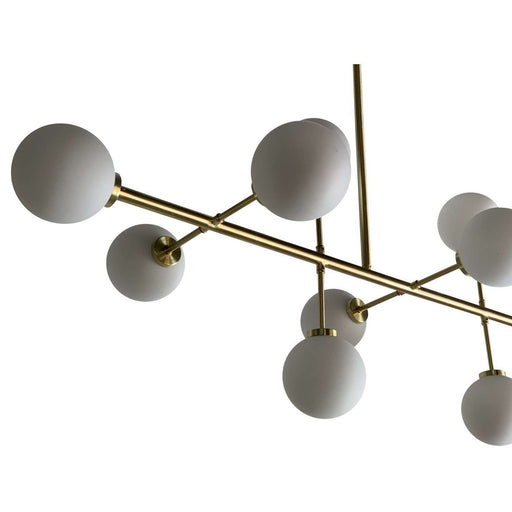 Lustra Aurie edmond cu 10 Globuri Albe de Sticla Opjet Paris