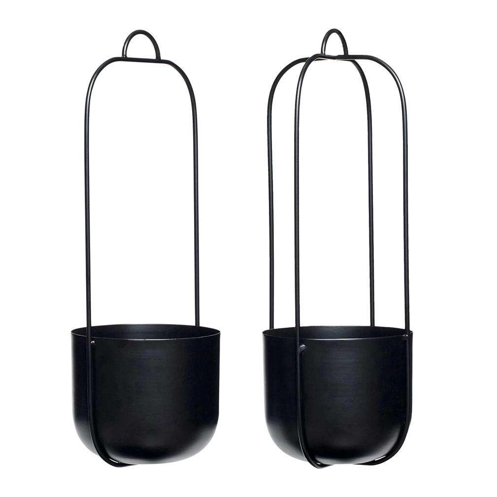 Ghiveci Metalic Suspendat Negru ( Set 2 Buc) Hubsch