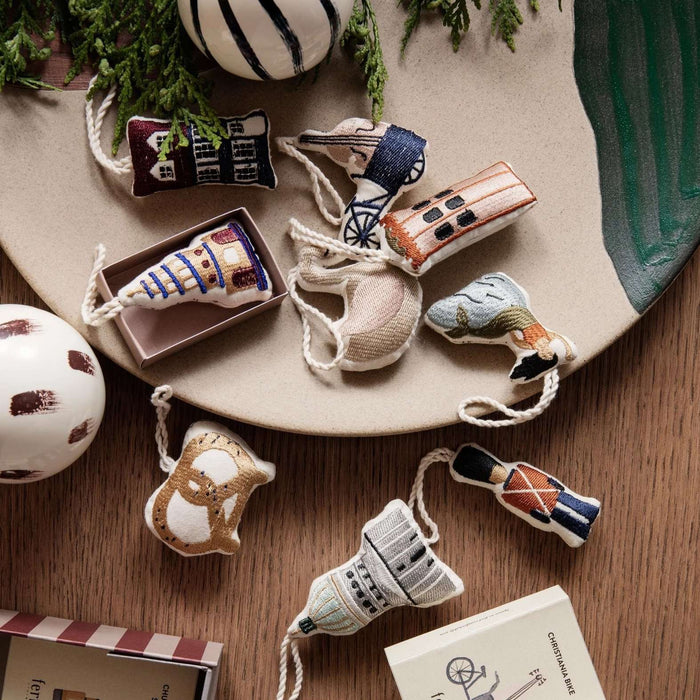 Ornament din Bumbac cu Broderie Multicolora Kringle FERM LIVING