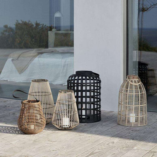 Set Felinare din Bambus Negru Hubsch