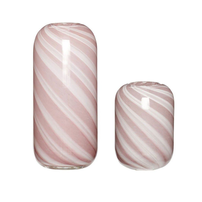 Set Vaza din Sticla Alb cu Roz HUBSCH