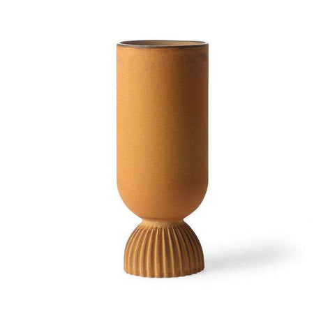 Vaza din Ceramica Portocalie RUSTIC RIBBED BASE 25cm HK LIVING