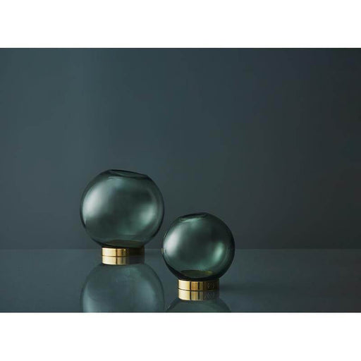 Vaza GLOBE din Sticla Verde si Metal Auriu 10 cm AYTM