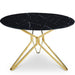 Masa Rotunda Ego din MDF Negru cu Aspect de Marmura si Picior din Metal Auriu OPJET PARIS