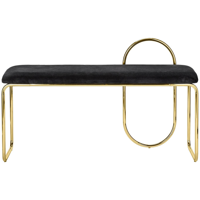 Banca ANGUI cu Sezut din Catifea Gri Inchis si Picioare Metalice Auriu AYTM