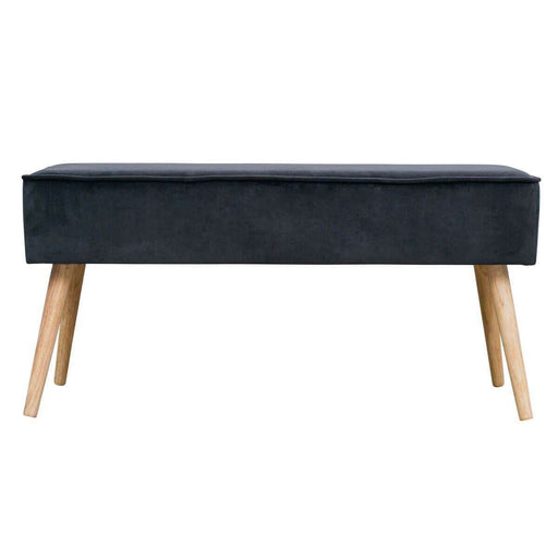 Bancheta Gri Inchis din Catifea cu Picioare de Lemn POPY Zago
