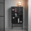 Cabinet BLUR Negru din MDF si Sticla cu Picioare Metalice TEULAT