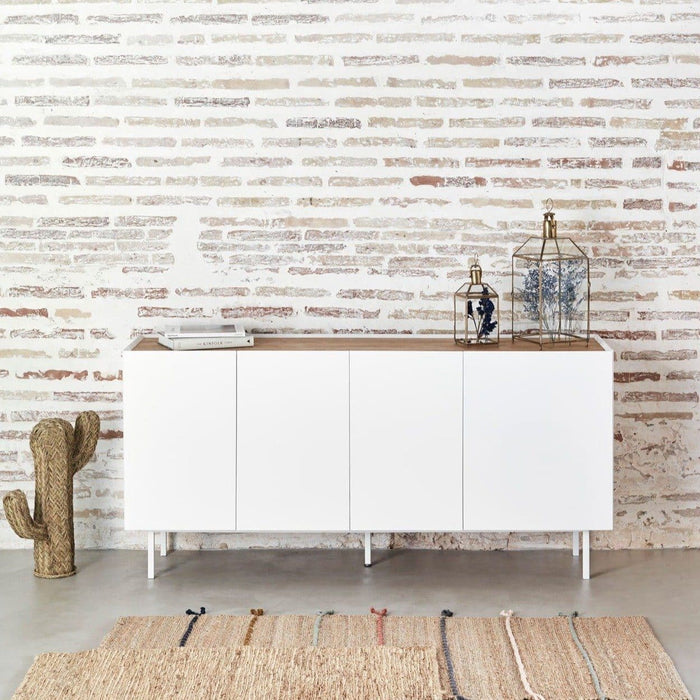 Comoda ARISTA Alba din MDF cu Picioare Metalice 165 cm TEULAT