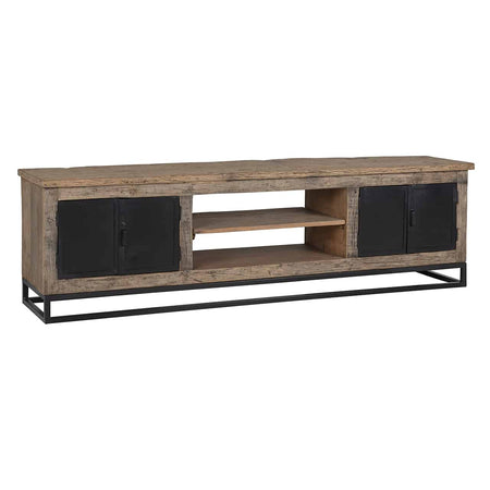 Comoda Tv RAFFLES cu 4 Usi din Lemn 180cm si Metal Negru RICHMOND