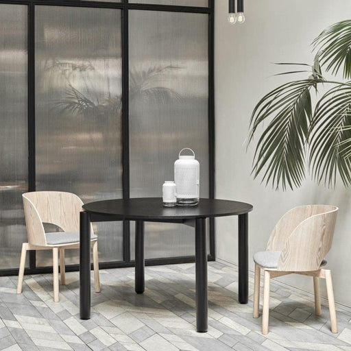 Masa Dining Rotunda ATLAS Neagra din Lemn si MDF 120 cm TEULAT