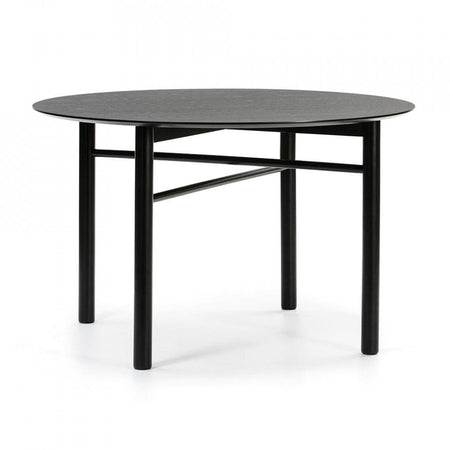 Masa Dining Rotunda JUNCO Neagra din MDF si Lemn 120 cm TEULAT