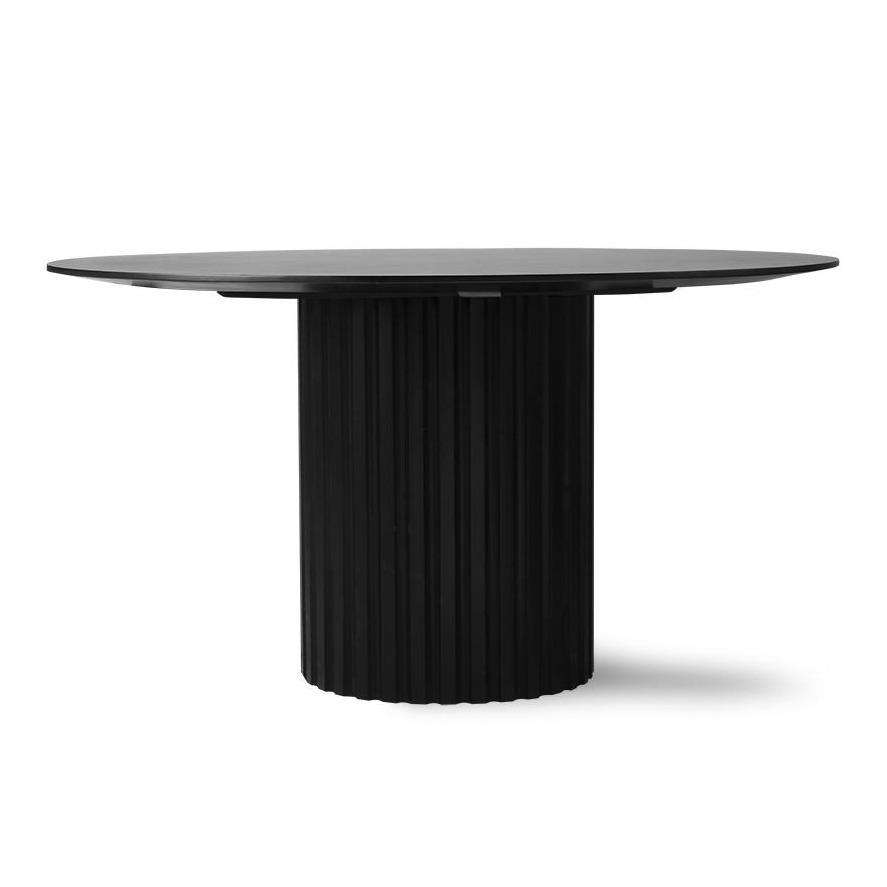 Masa Rotunda Pillar din Lemn si MDF Negru 140cm HK LIVING