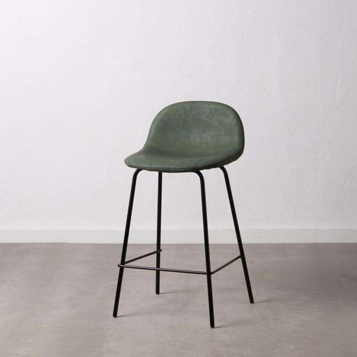 Scaun de Bar din Piele Ecologica Verde si Metal 80cm IXIA