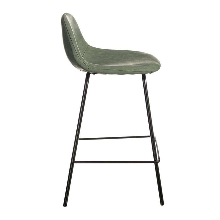 Scaun de Bar din Piele Ecologica Verde si Metal 80cm IXIA
